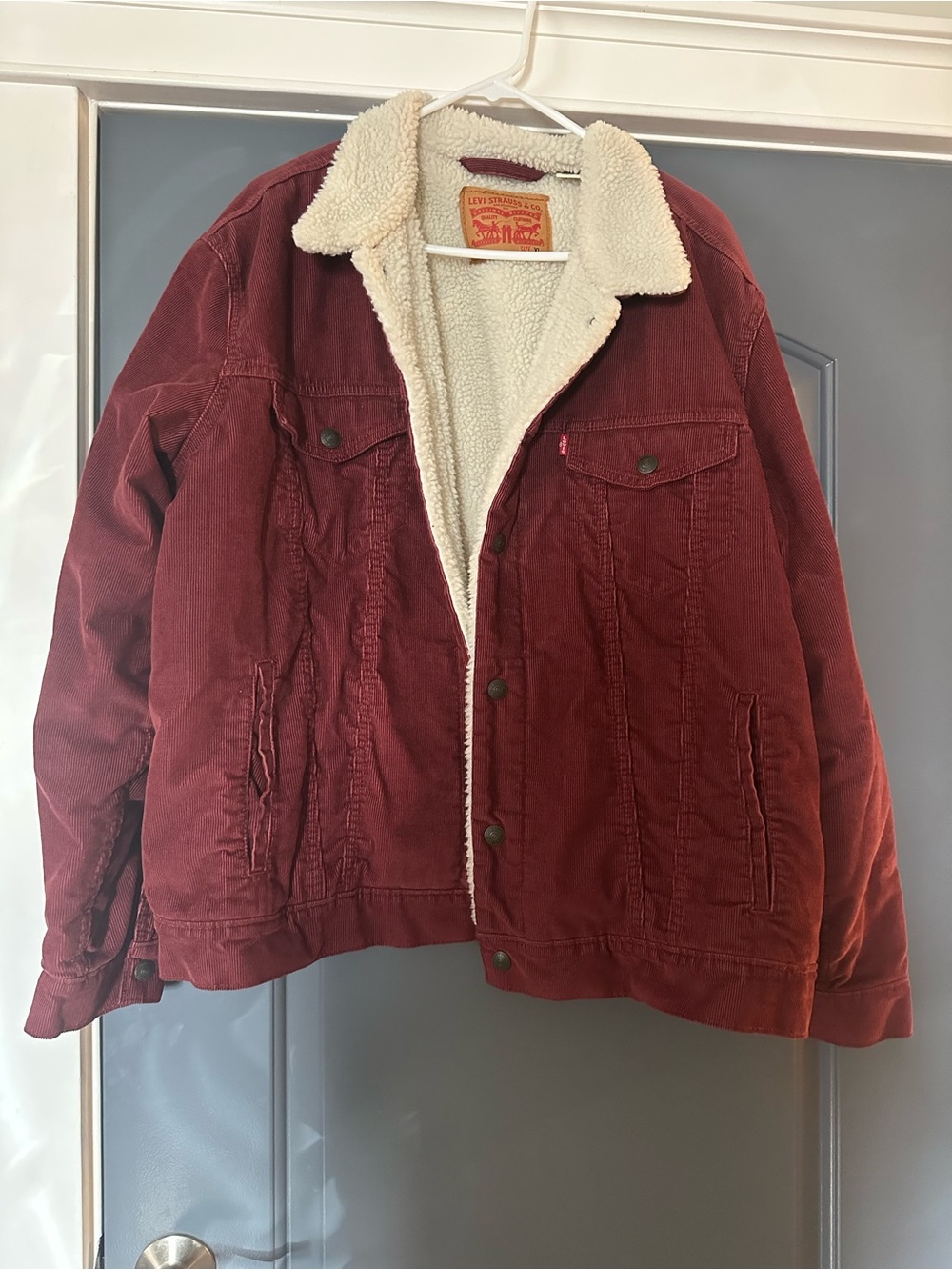 Levi's Burgundy Corduroy Sherpa-Lined Trucker Jacket